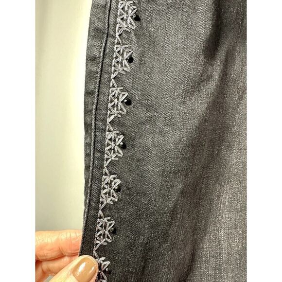 LISETTE L Women's Embellished Trim Tummy Control Denim Jeans Black Size 10 - Picture 5 of 11